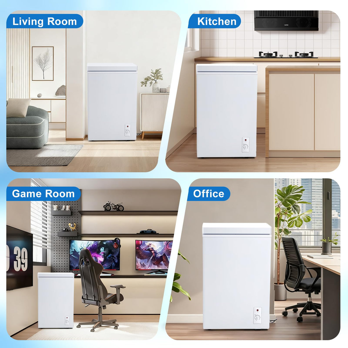 3.5 Cu.Ft White Chest Freezer with Removable Basket T90712