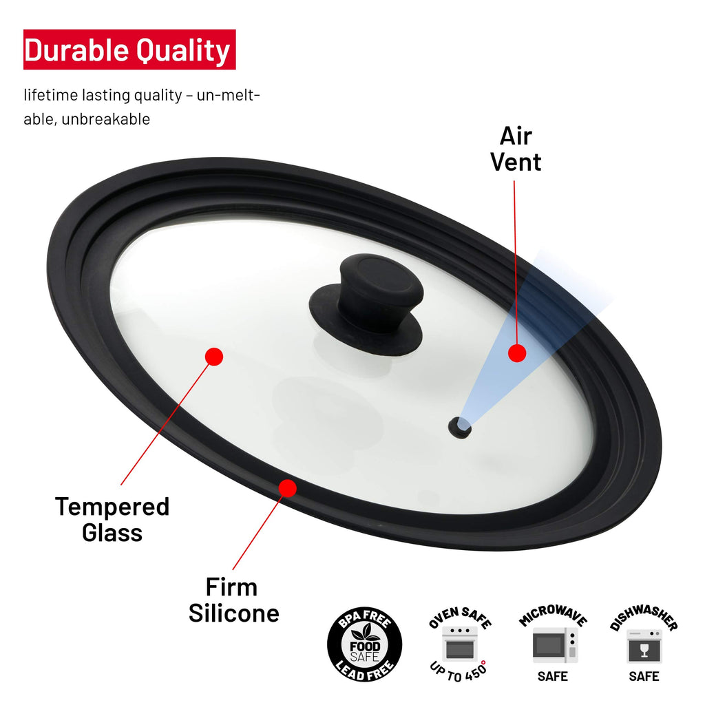 Universal Tempered Glass Lids with Silicone Rim, 2-Pack I755