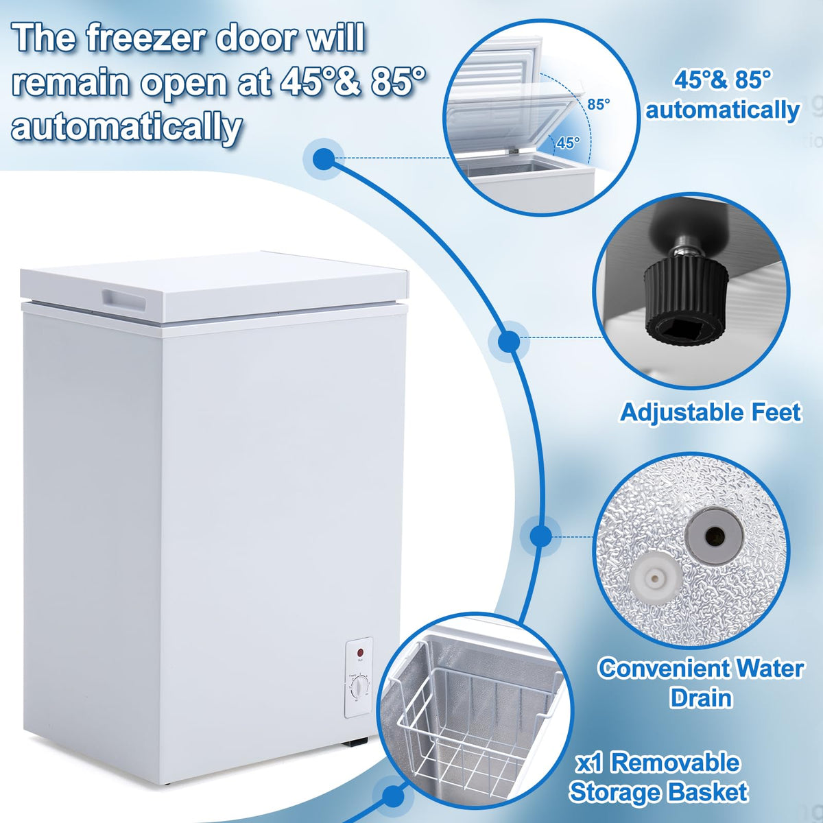3.5 Cu.Ft White Chest Freezer with Removable Basket T90712