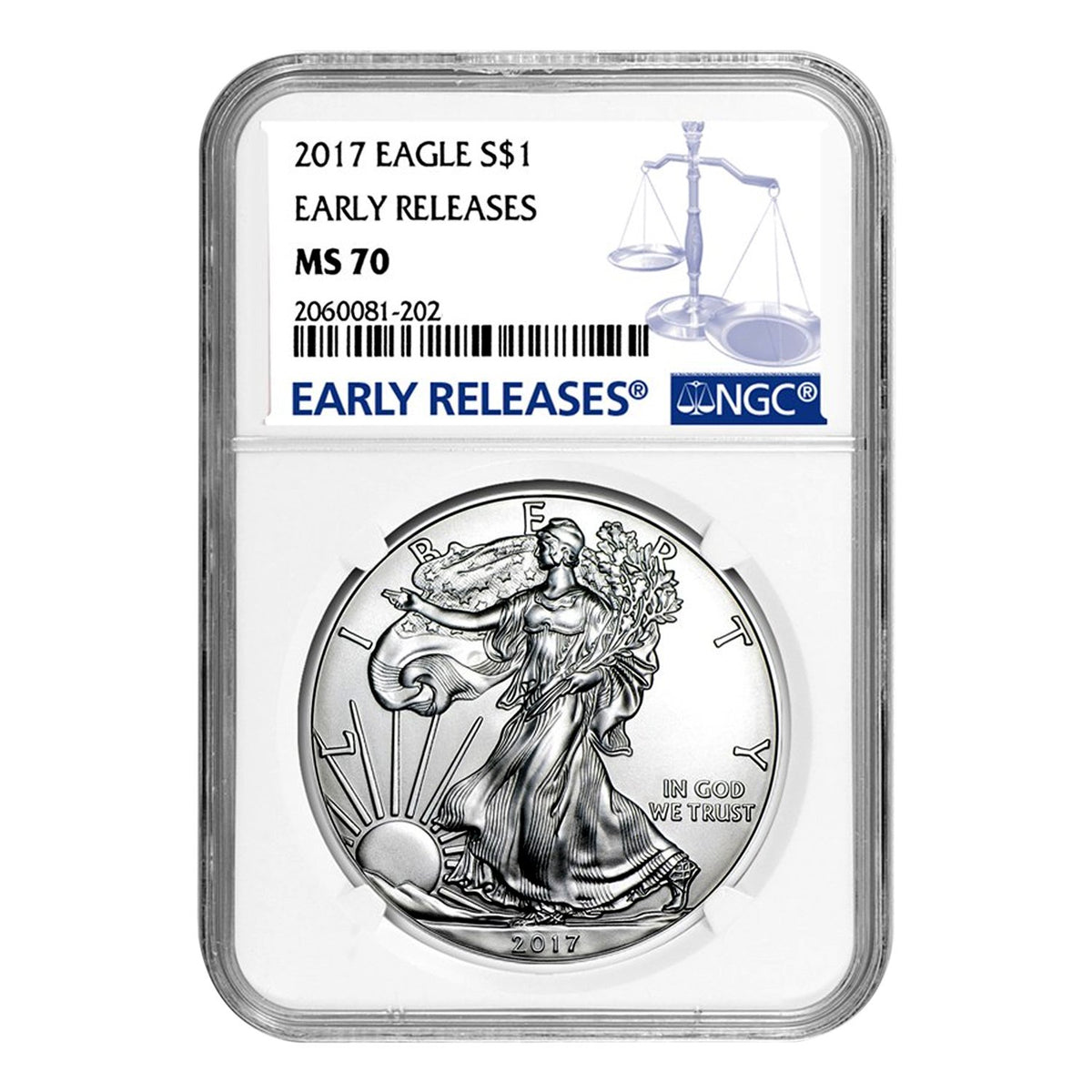 2017 $1 American Silver Eagle Coin MS70 S491