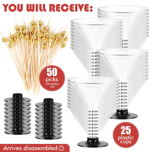 25 PCS 5oz Clear Plastic Martini Glasses I3245