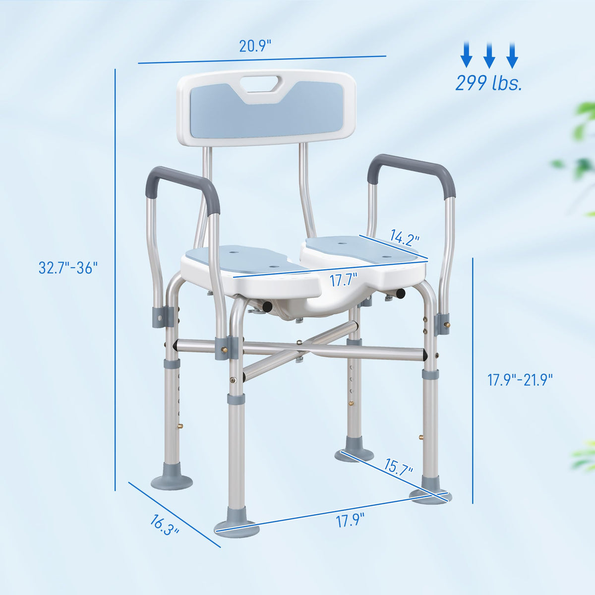 Padded Shower Chair with Arms and Back I277