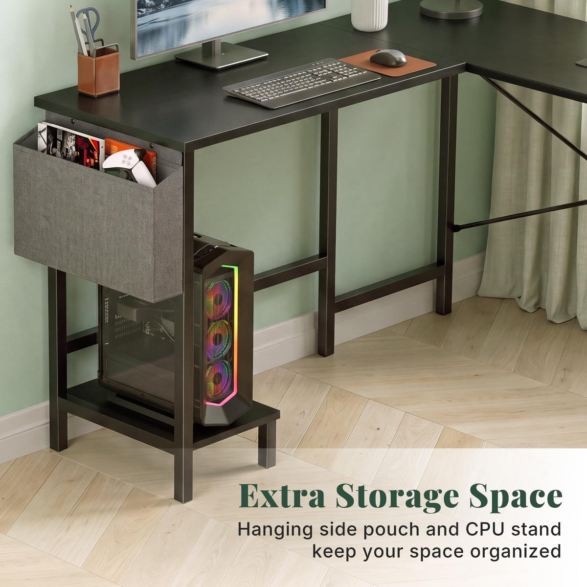 L Shaped Gaming Desk with PC Stand R206955