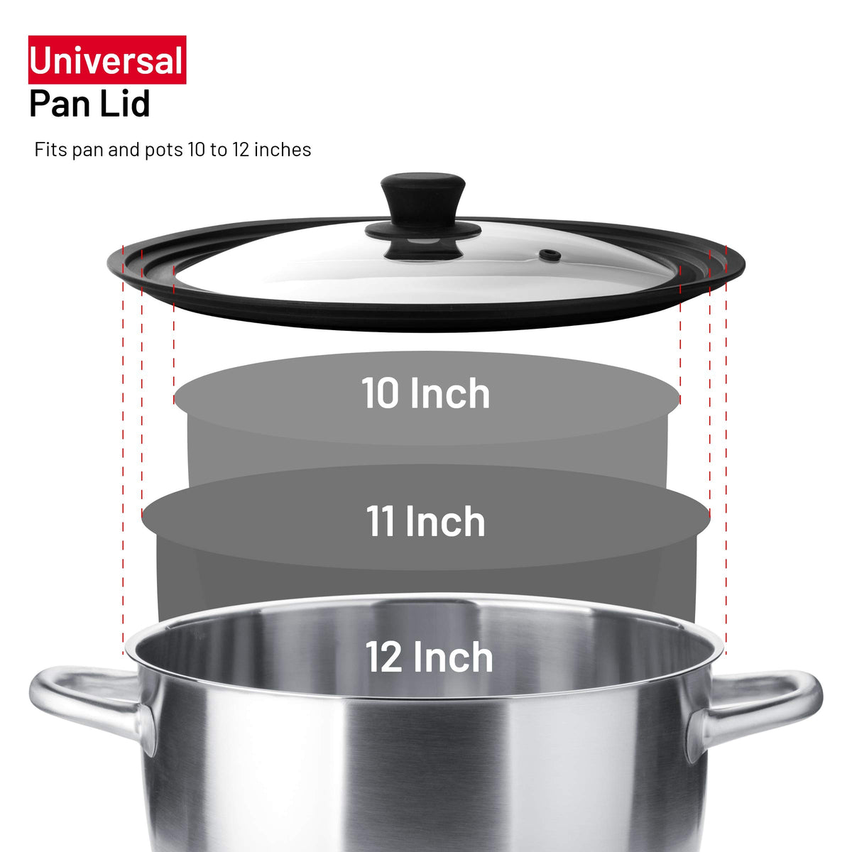 Universal Tempered Glass Lids with Silicone Rim, 2-Pack I755