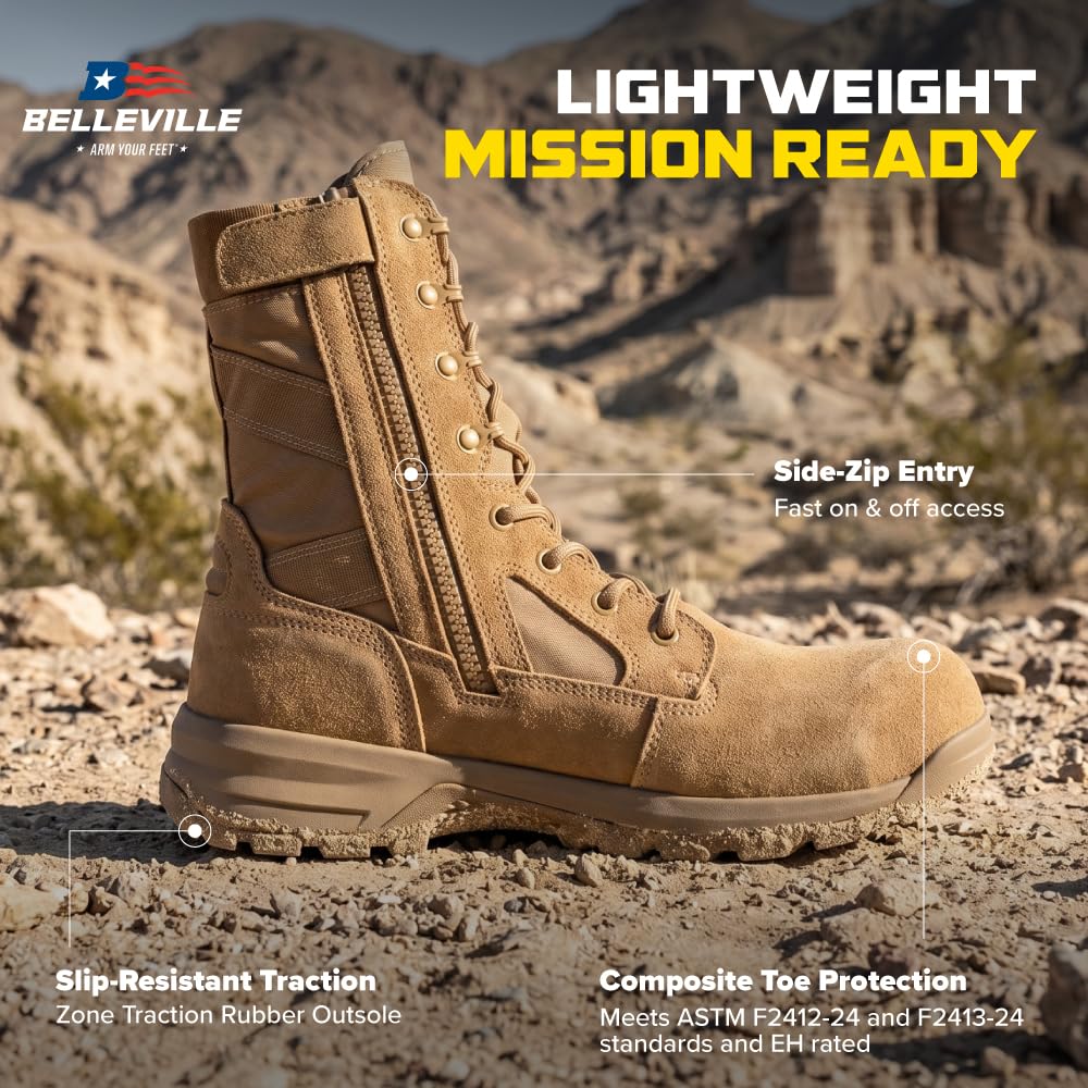Composite Toe Leather Side Zip Tactical Boots D151031