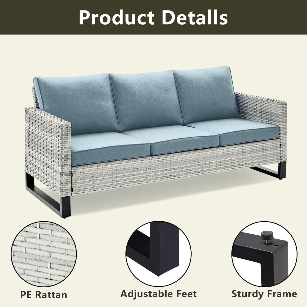 6 Piece Wicker Patio Conversation Set with Couch and Side Table G71697