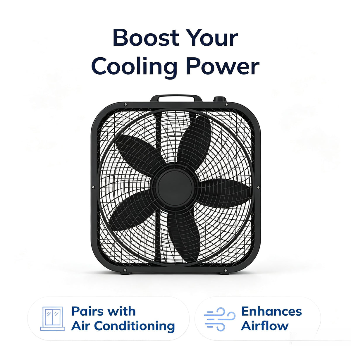 20 Inch Black 3-Speed Box Fan with Handle B180050