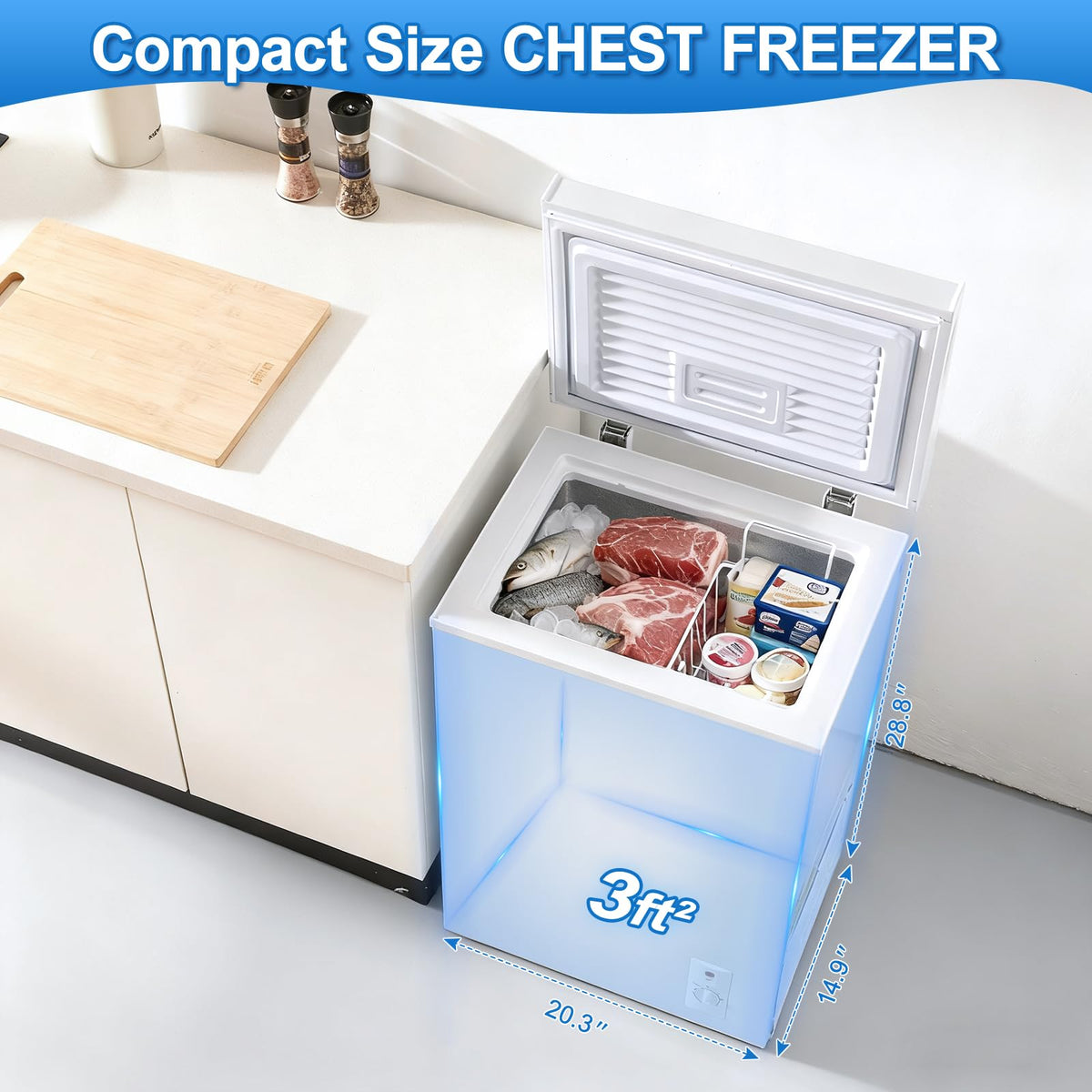 3.5 Cu.Ft White Chest Freezer with Removable Basket T90712