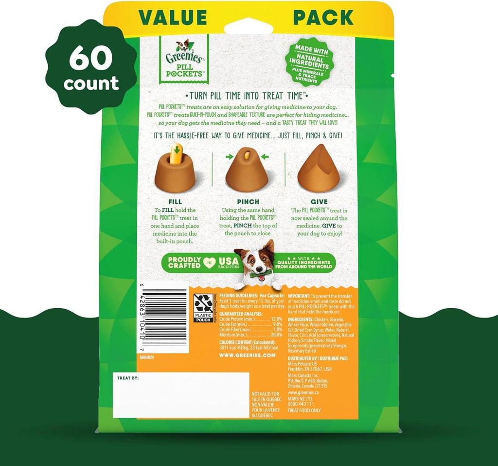 Chicken Flavor Capsule Treats for Dogs 15.8-Ounce 3 Pack G66259