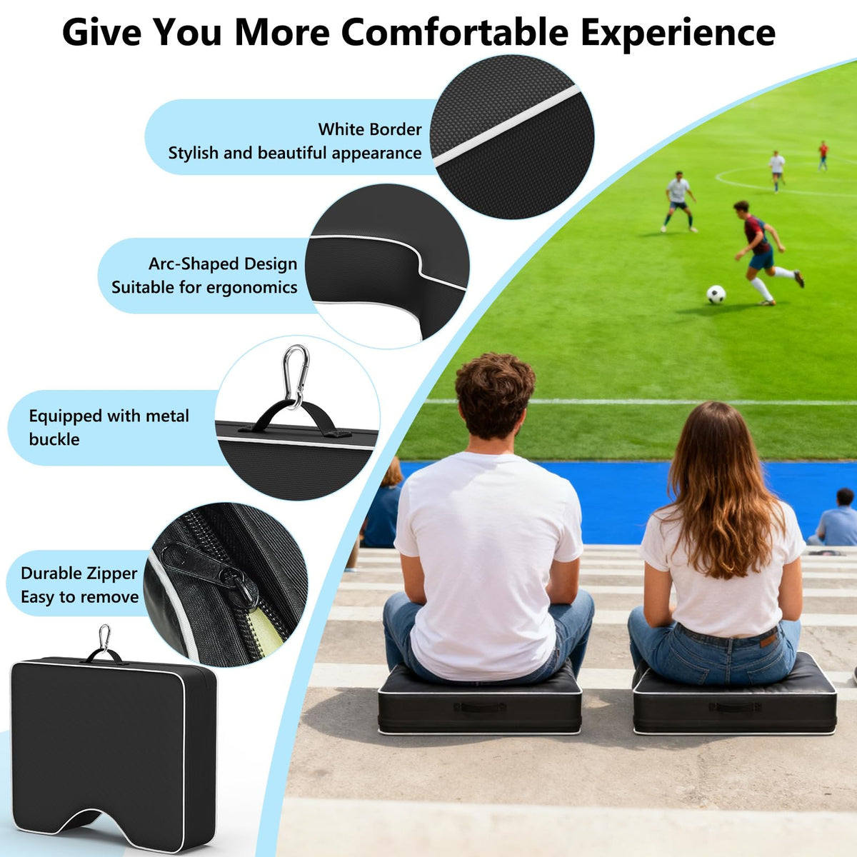 Waterproof Extra Thick 3.5" Portable Stadium Seat Cushions T21156