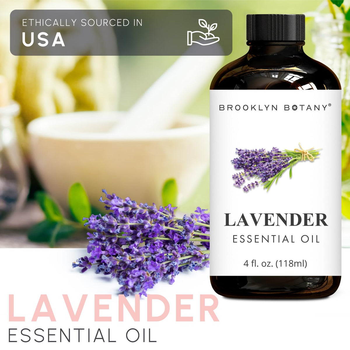 Lavender & Tea Tree Essential Oils 4 Fl Oz Pack of 2 K601