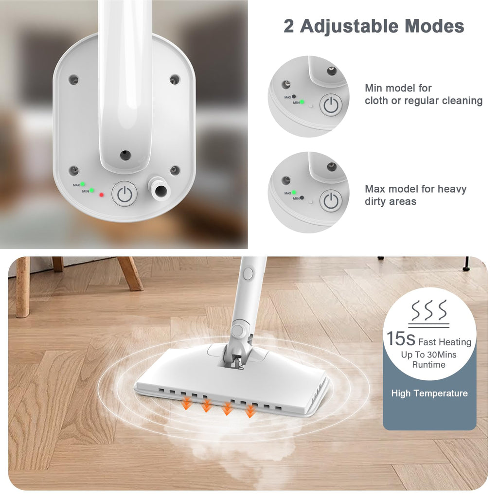 1200W Rotatable Steam Mop with 2 Modes, 400ML Tank, 23FT Cord P813