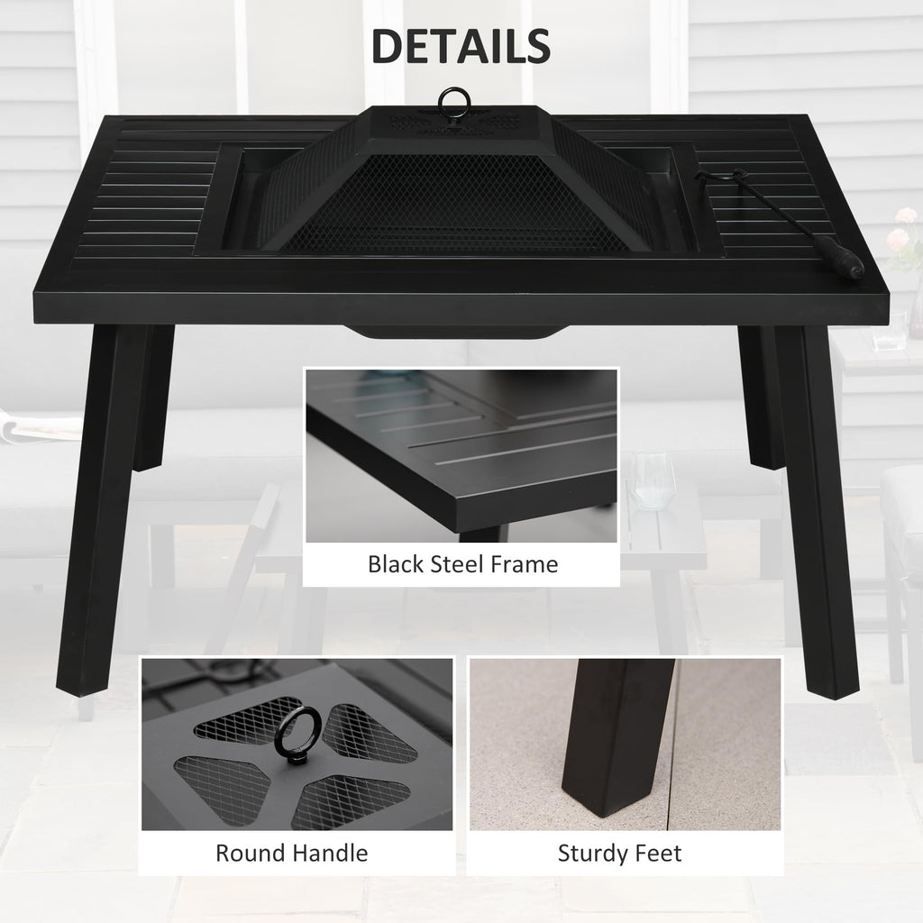 34" Black Metal Fire Pit with Grill P604