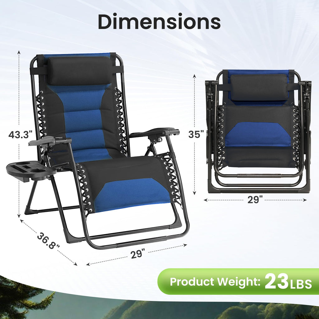 Oversized Zero Gravity Chair 2 Pack Black Blue B4585