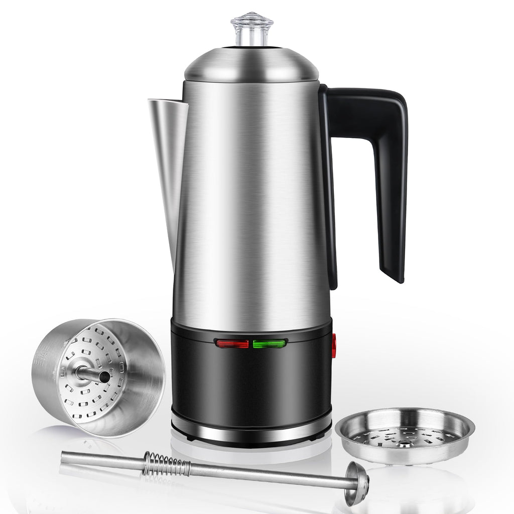 800W Stainless Steel Electric Coffee Percolator 12 Cups P17133