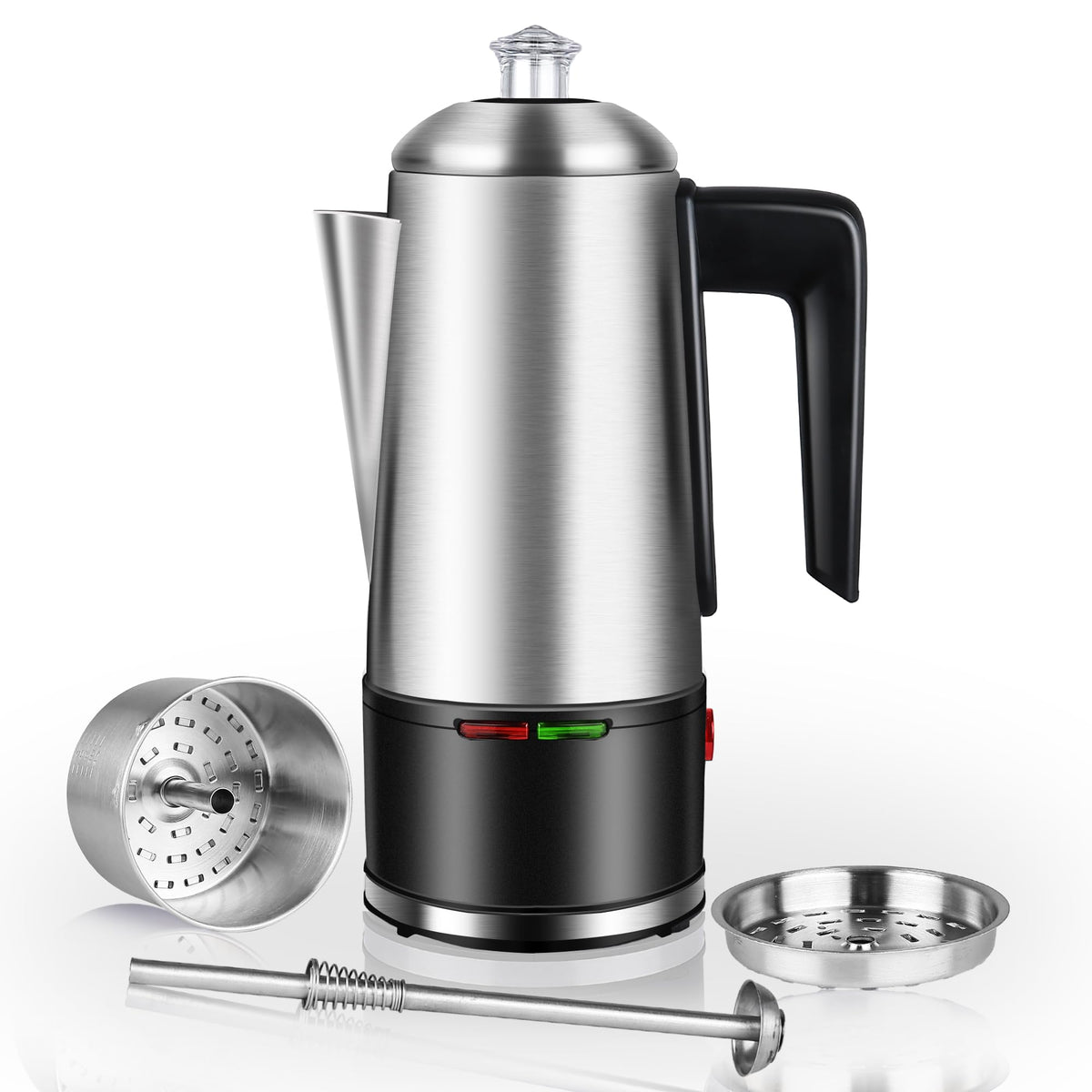 800W Stainless Steel Electric Coffee Percolator 12 Cups P17133