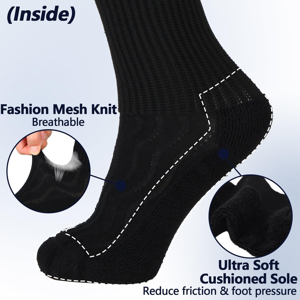 Bamboo Viscose Non-Binding Moisture Wicking Crew Socks With Seamless Toe G1290
