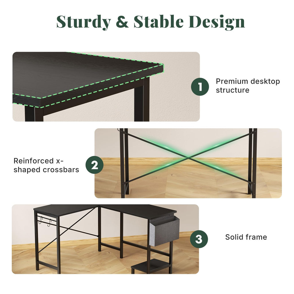 L Shaped Gaming Desk with PC Stand R206955