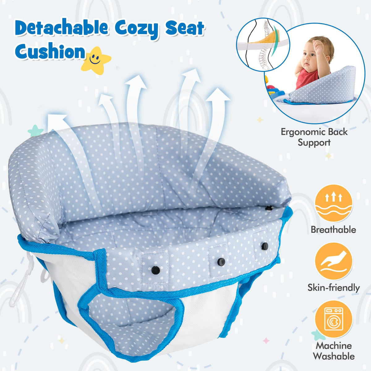 Blue 5 in 1 Foldable Baby Walker with Wheels F244