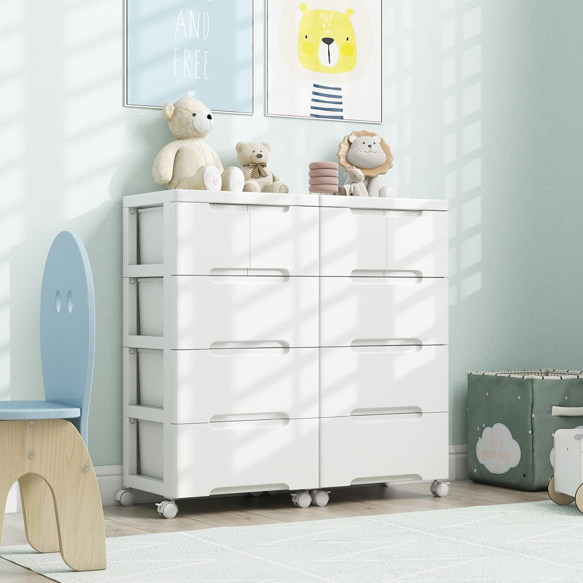 White 5 Drawer Rolling Plastic Storage Cart S663096