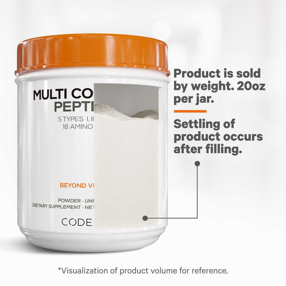 Unflavored Multi Collagen Protein Powder Peptides 20 Oz K365