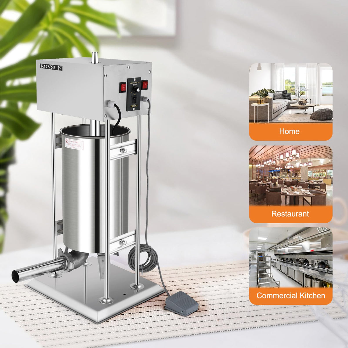 15L Electric Stainless Steel Sausage Stuffer with 5 Stuffing Tubes T847857