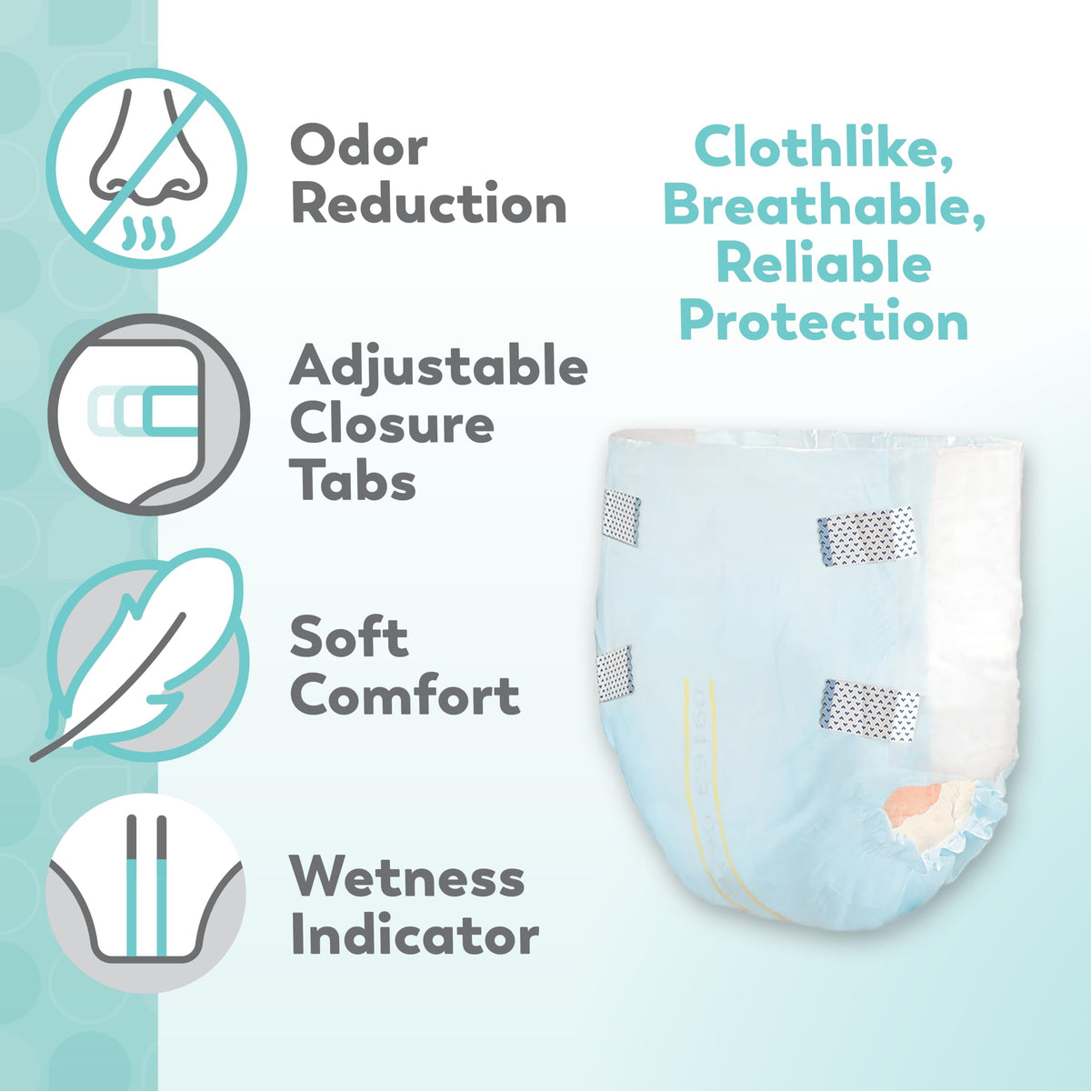 Heavy Adult Diapers with Tabs, Large, 12 Ct B674097