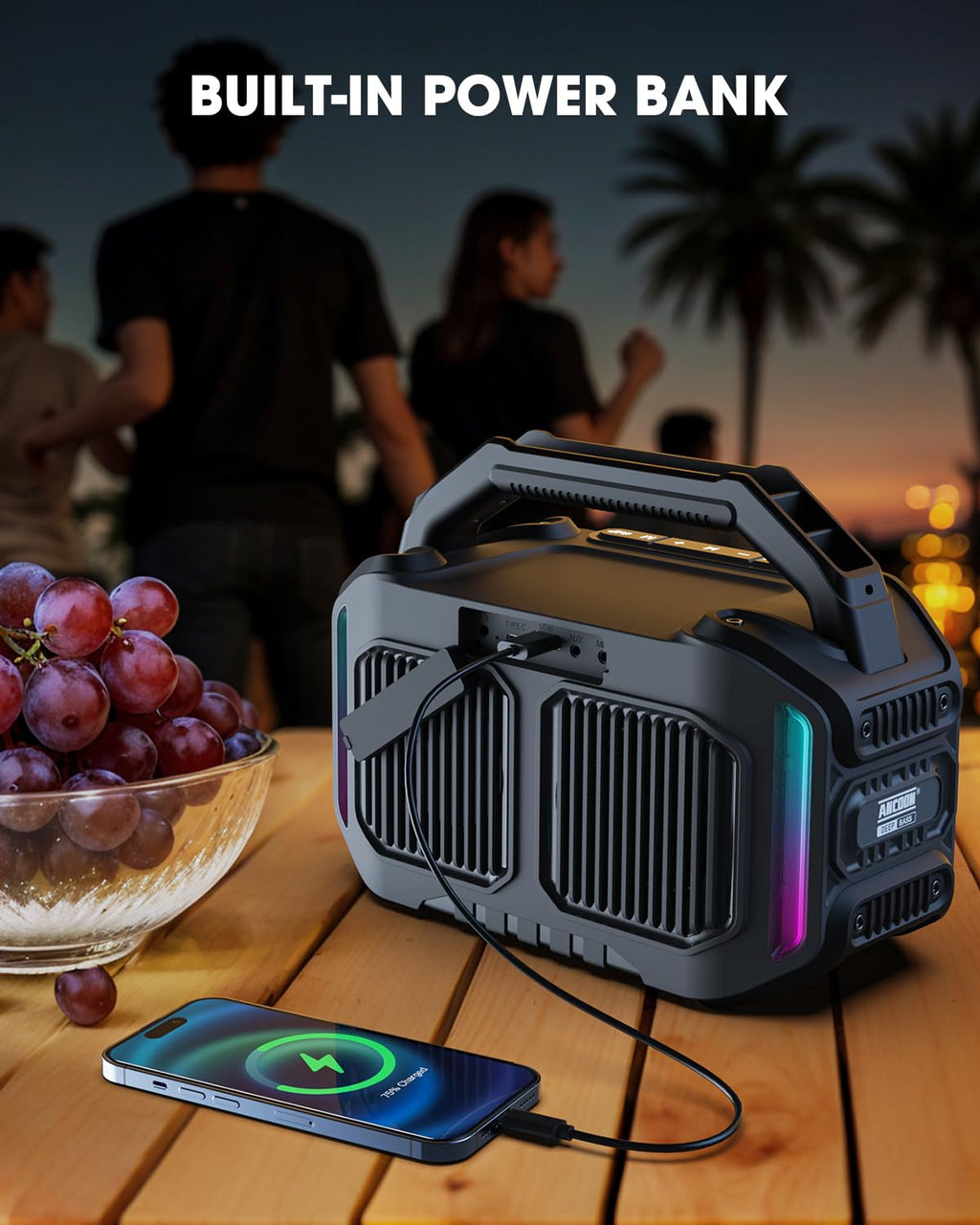 80W Bluetooth Wireless Speaker with Bass N23437