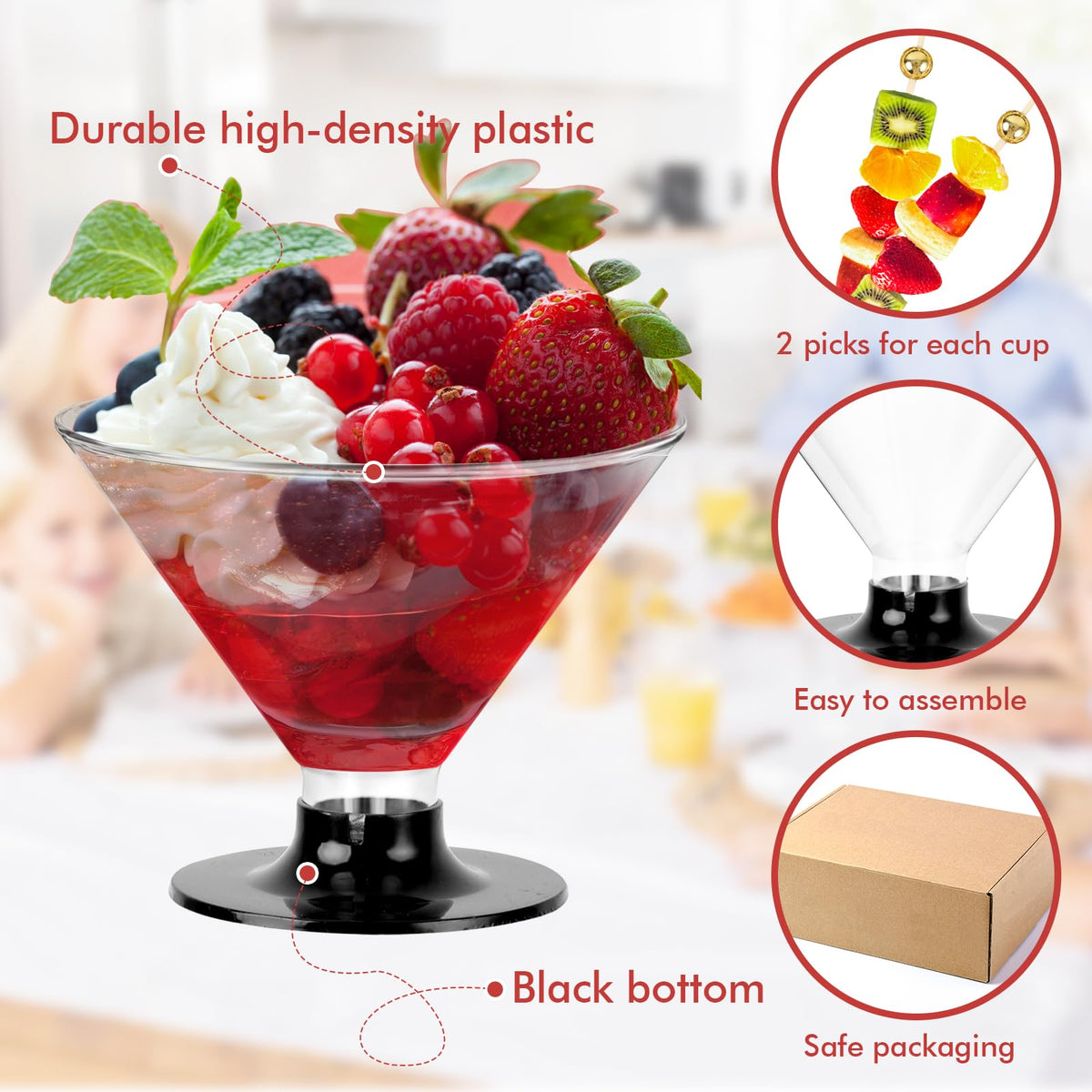 25 PCS 5oz Clear Plastic Martini Glasses I3245