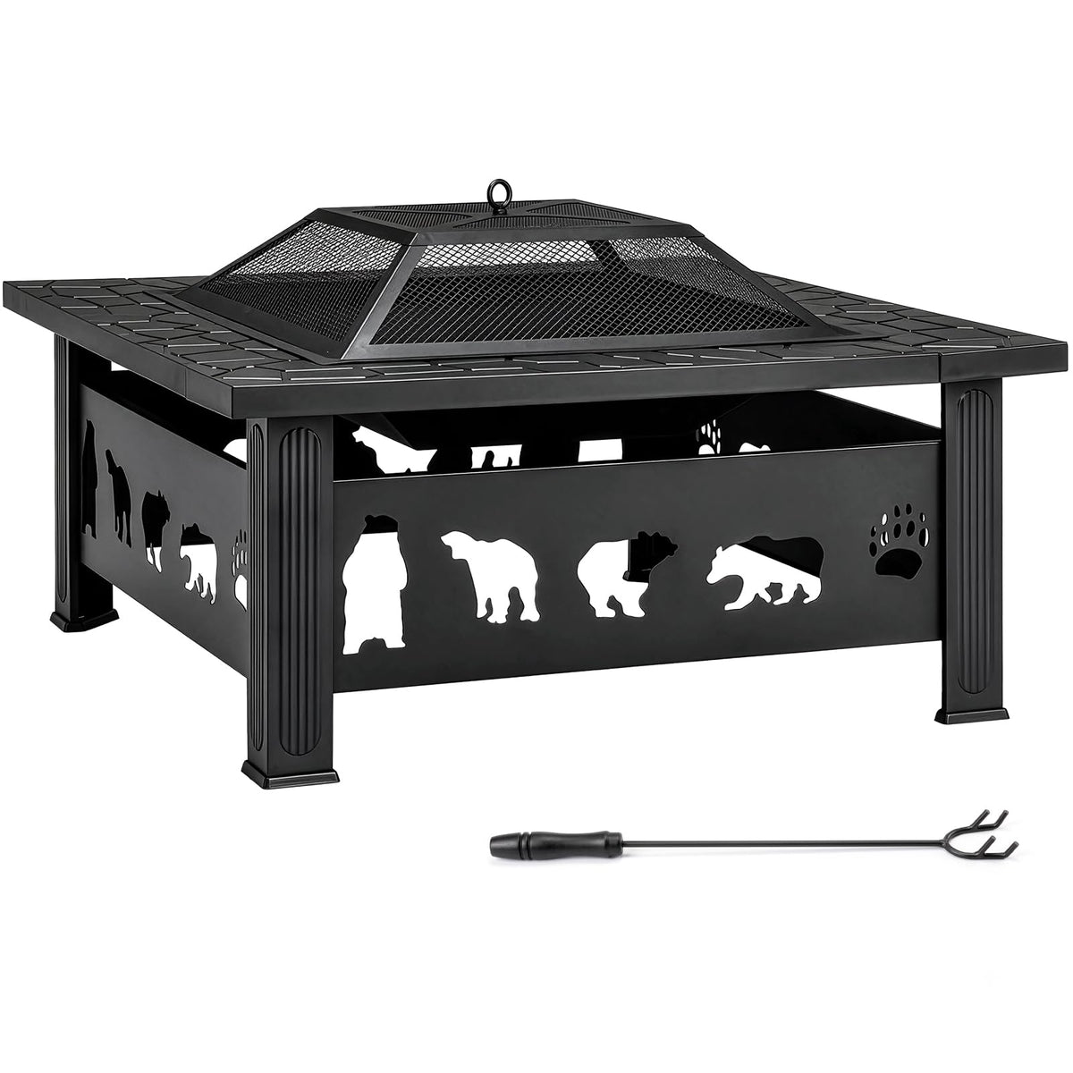 32 Inch Square Metal Patio Fire Pit Table Z402