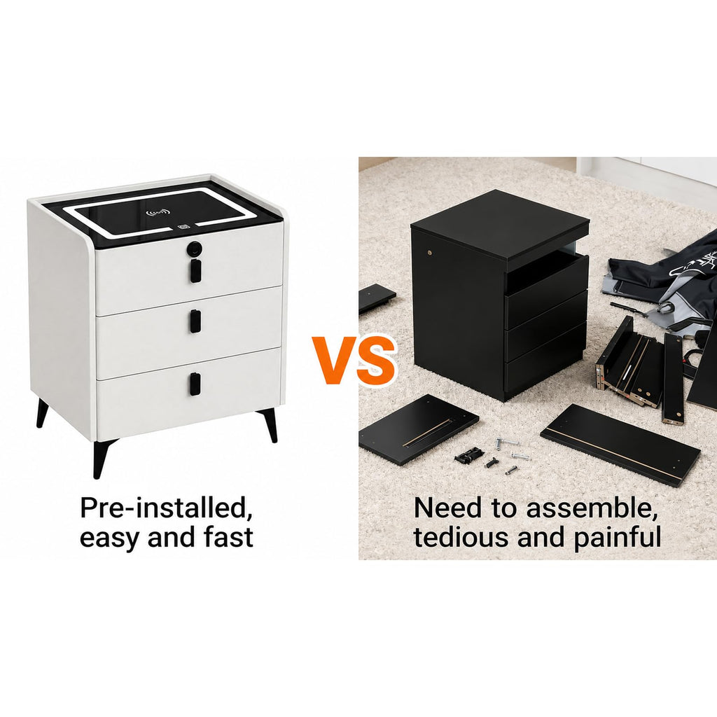 Wireless Charging Nightstand with Fingerprint Lock O335