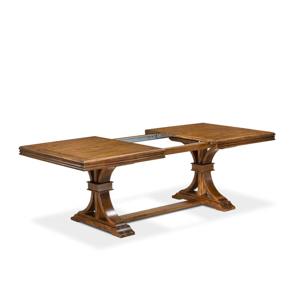 9-piece Dining Table Set with 8 Light Tan Linen Fabric Chairs I8225