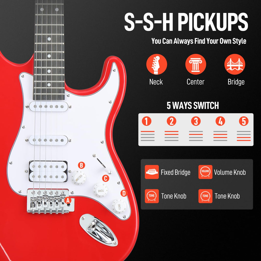 39 Inch Red Electric Guitar Kit with Amp F26868
