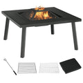 34" Black Metal Fire Pit with Grill P604