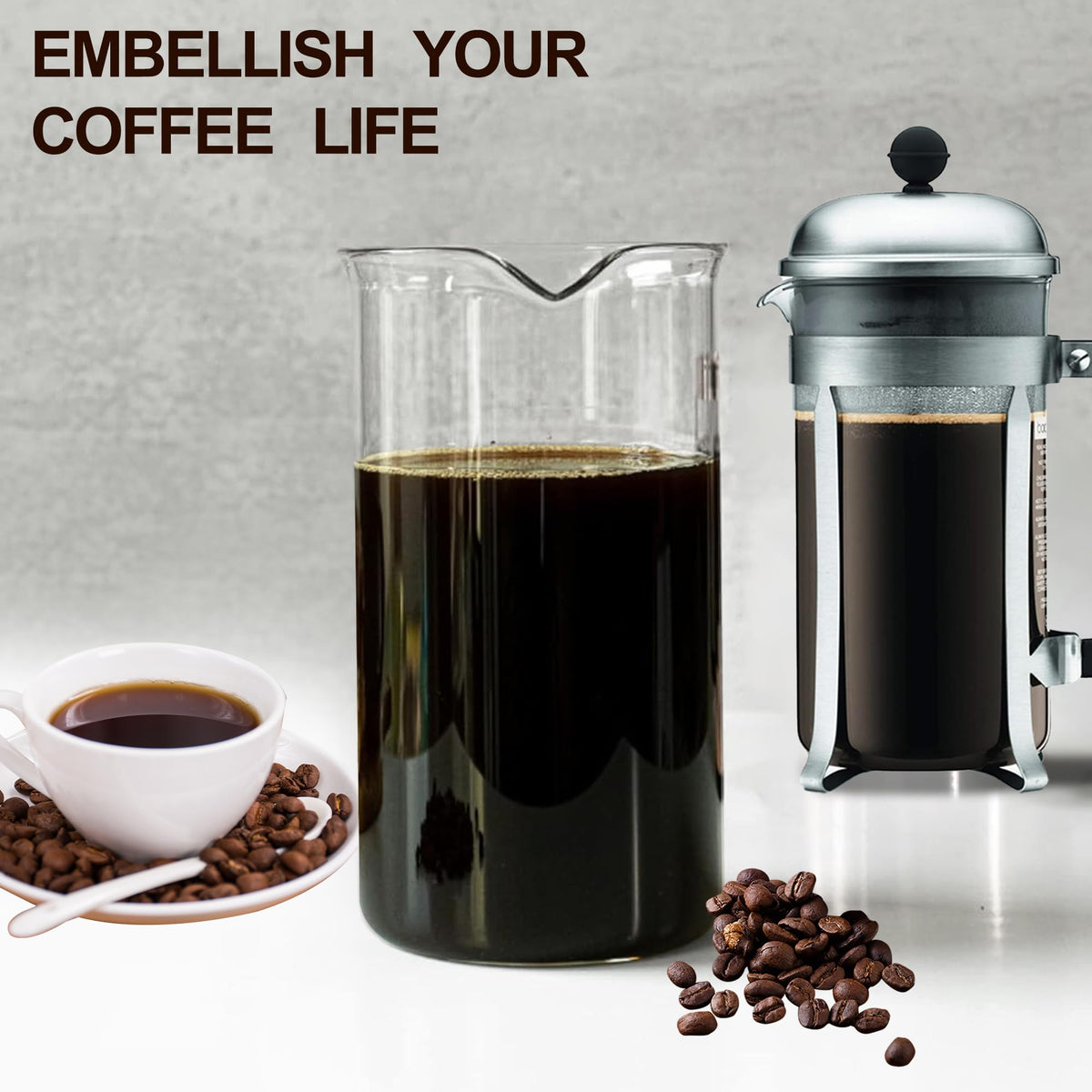 Glass French Press Replacement, 34 Ounce, Dishwasher Safe L587