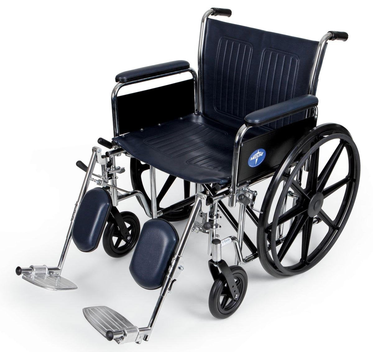 Extra-Wide Wheelchair with 24" Seat, Full-Length Arms, Elevating Leg Rests, Chrome Frame J12484