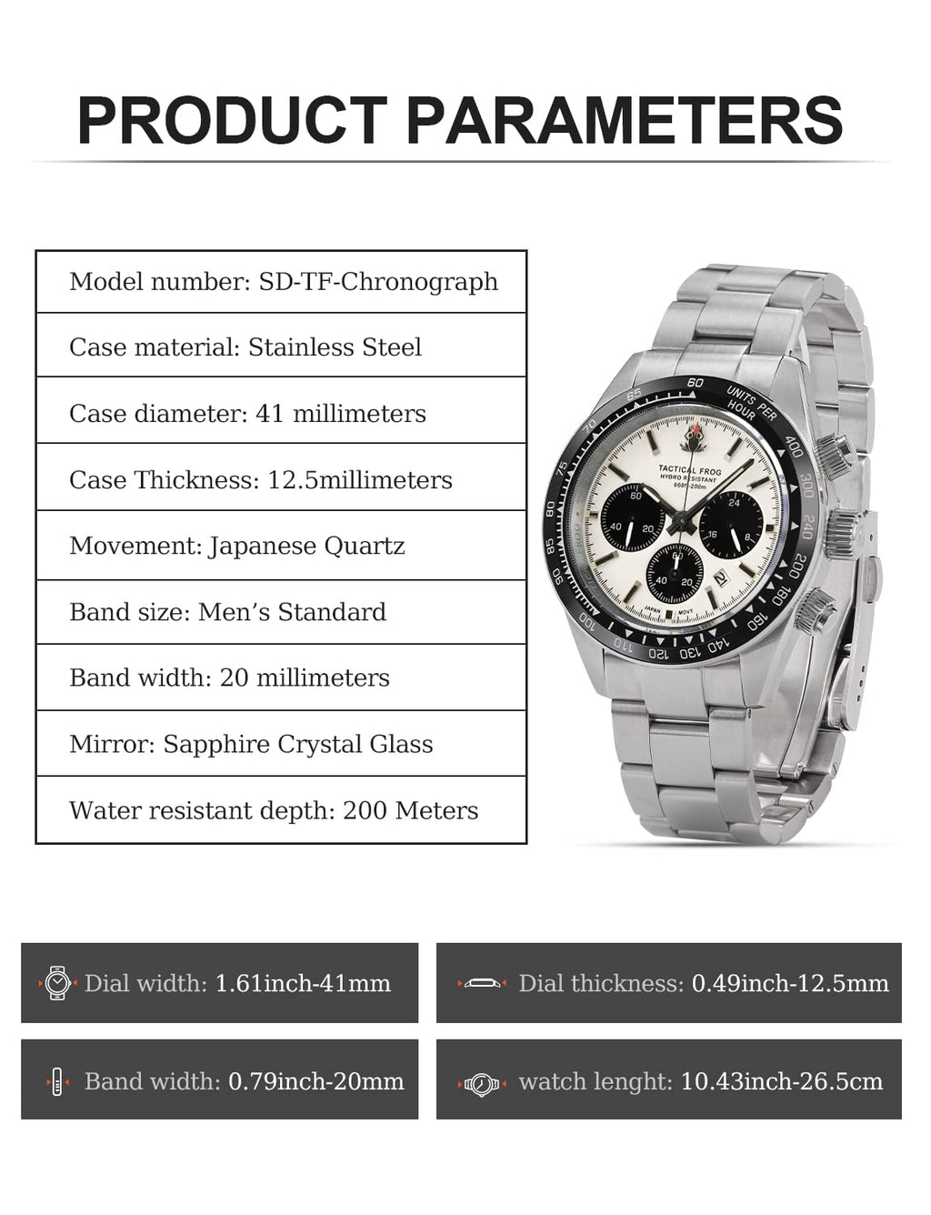 41mm Panda Chronograph Solar Quartz Watch N73280