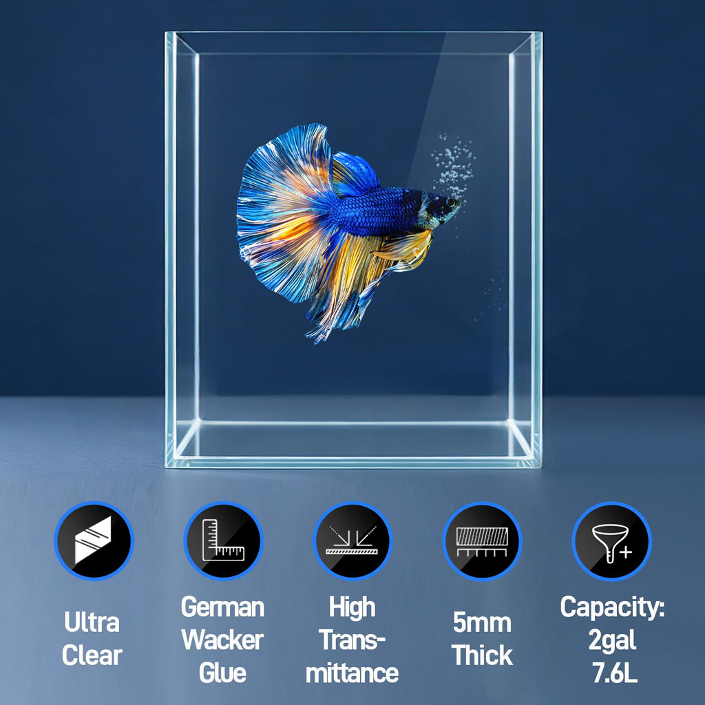 2 Gallon Glass Fish Tank Starter Kit with Fish Net V646