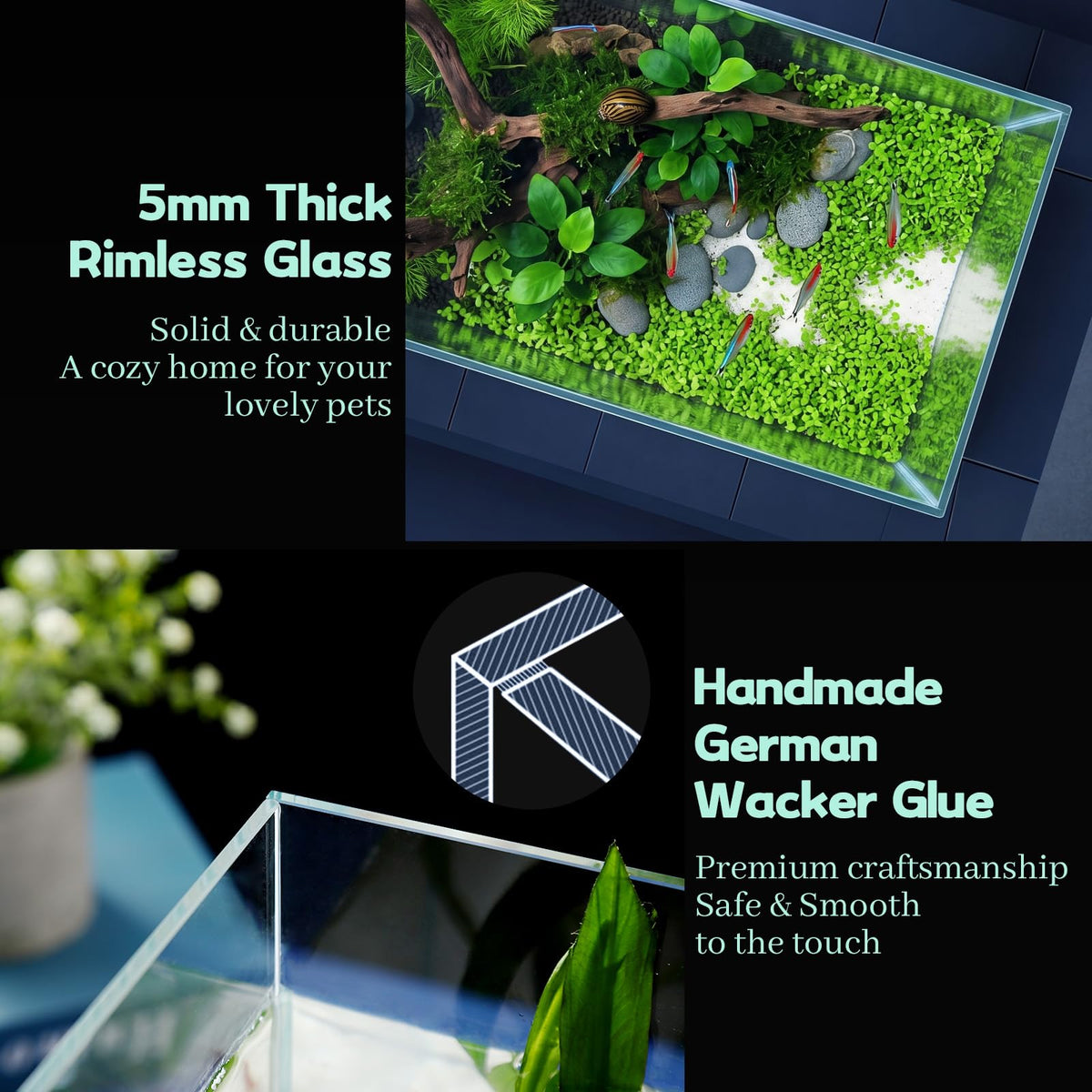 2 Gallon Glass Fish Tank Starter Kit with Fish Net V646