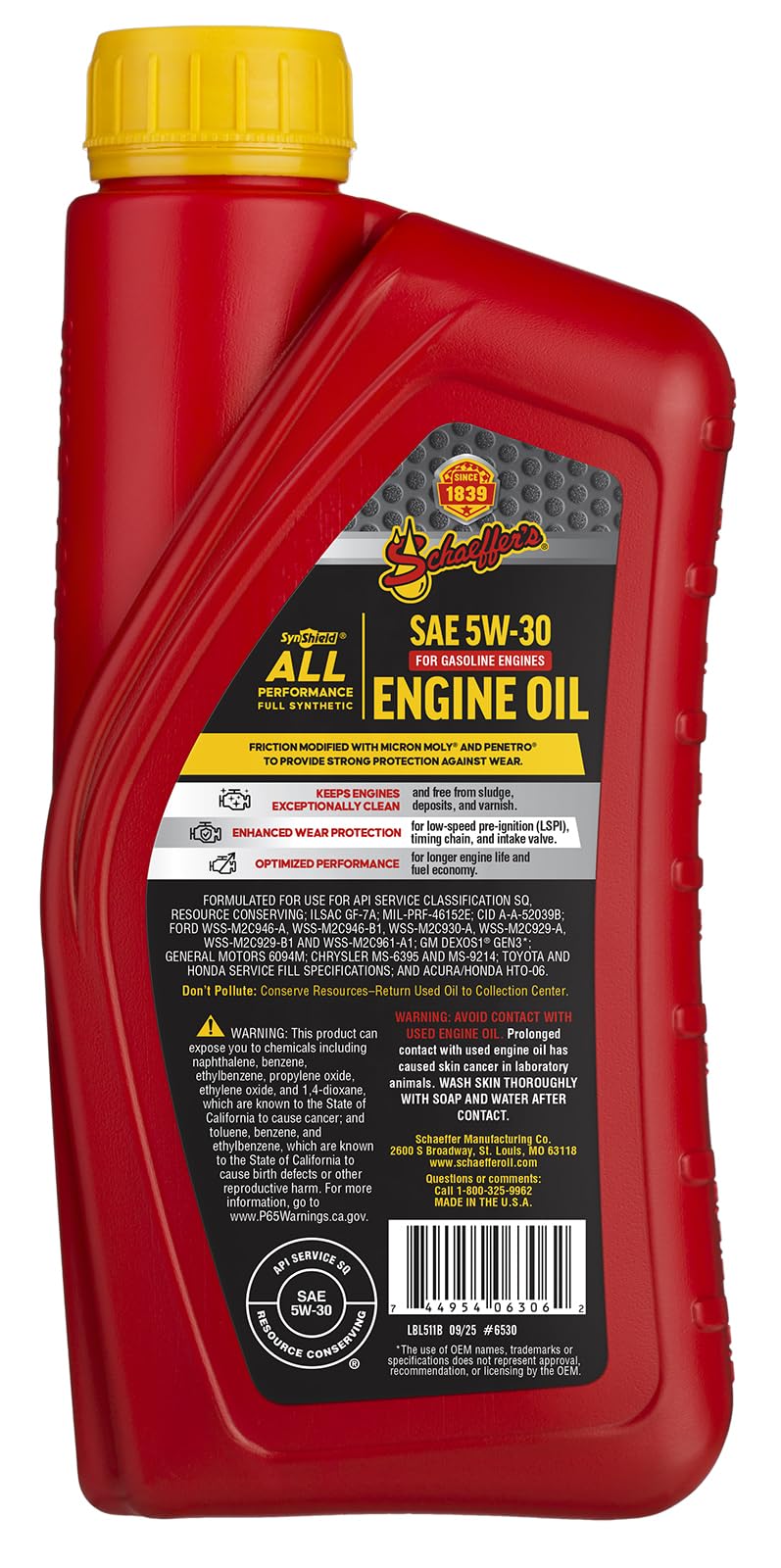 Full Synthetic 5W-30 Gasoline Engine Oil 1-quart bottle E16847
