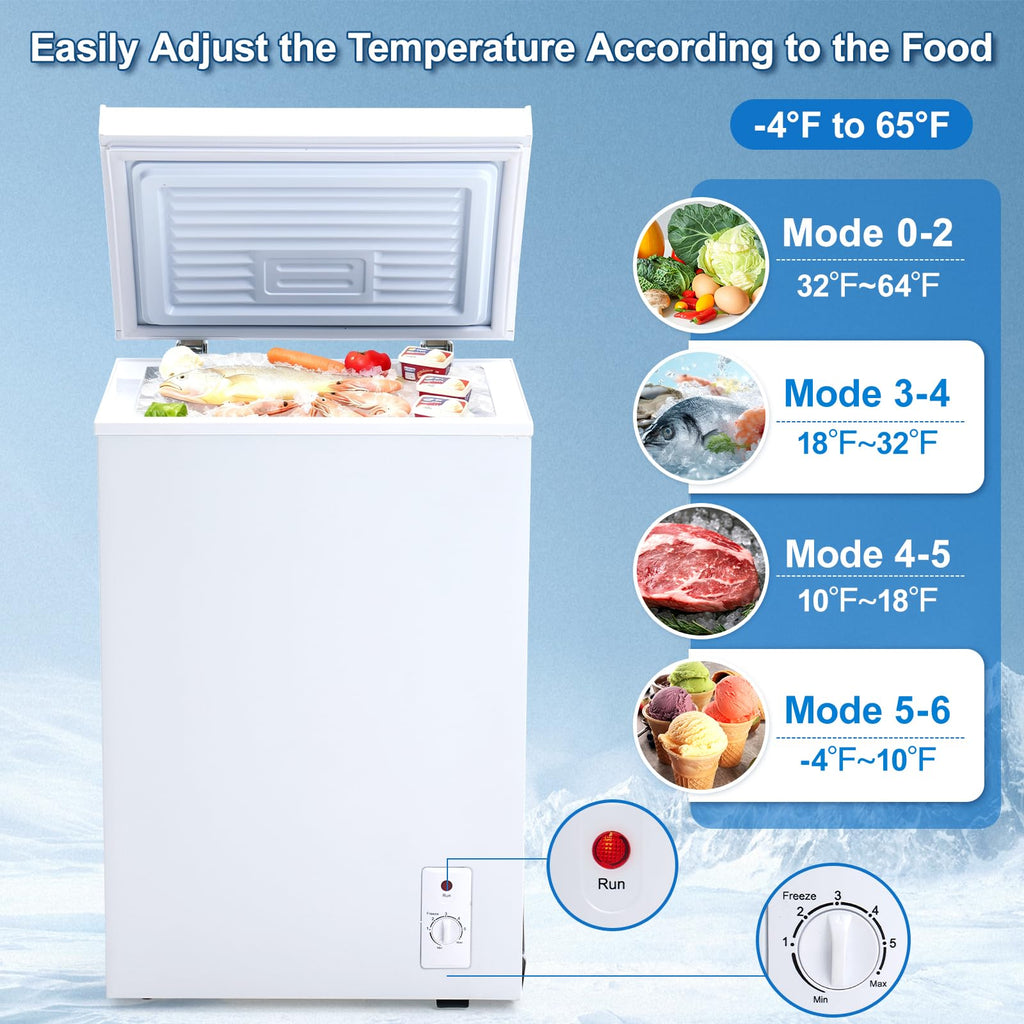 3.5 Cu.Ft White Chest Freezer with Removable Basket T90712