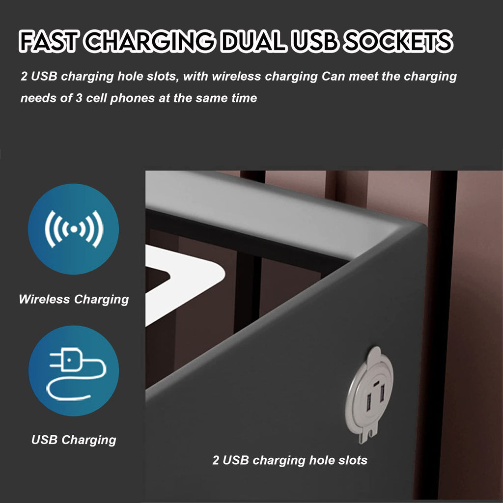 Orange 3 Drawer Nightstand with Wireless Charging Station and USB Charging F208
