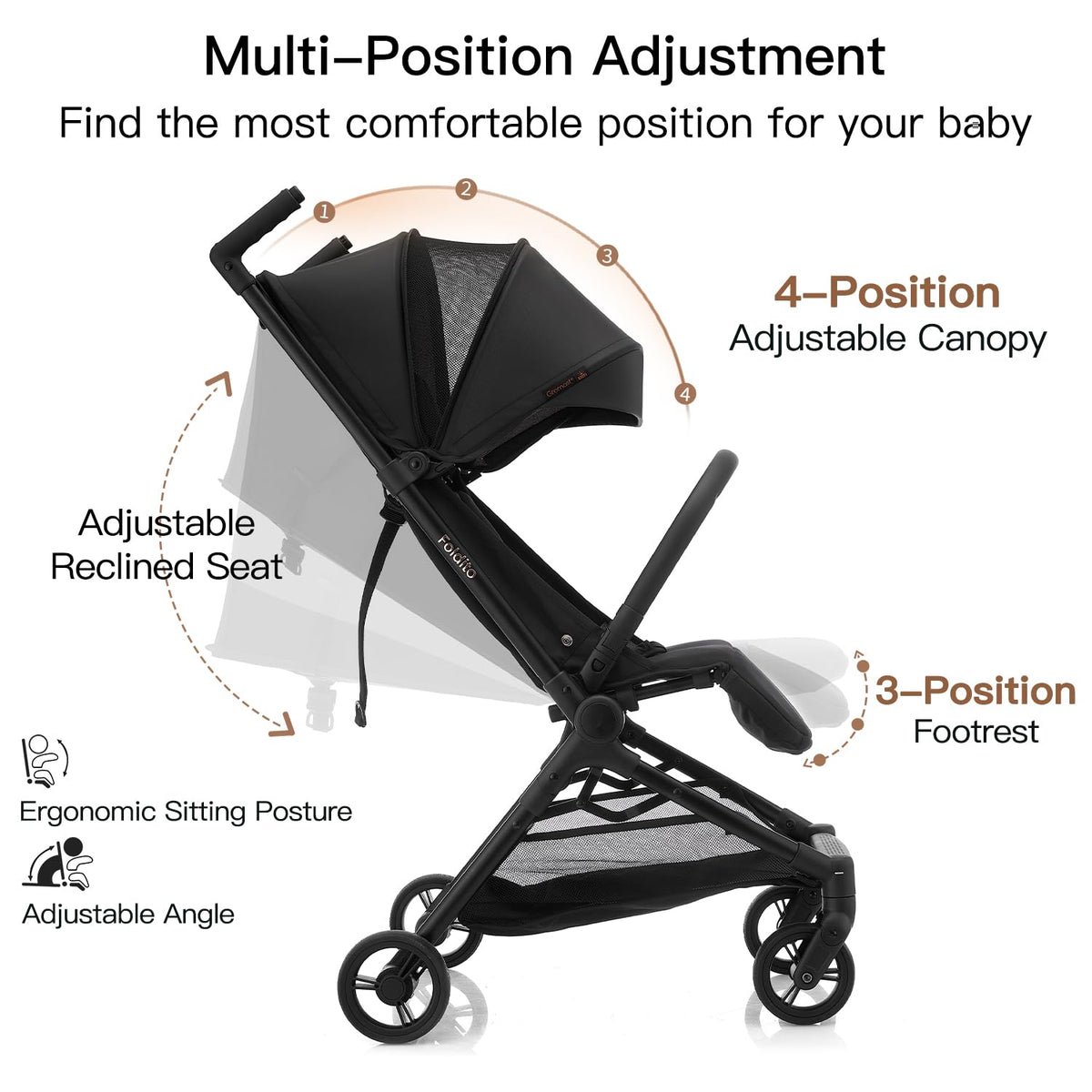 Ultra Compact Lightweight 9.9 lbs Black Travel Stroller S918825