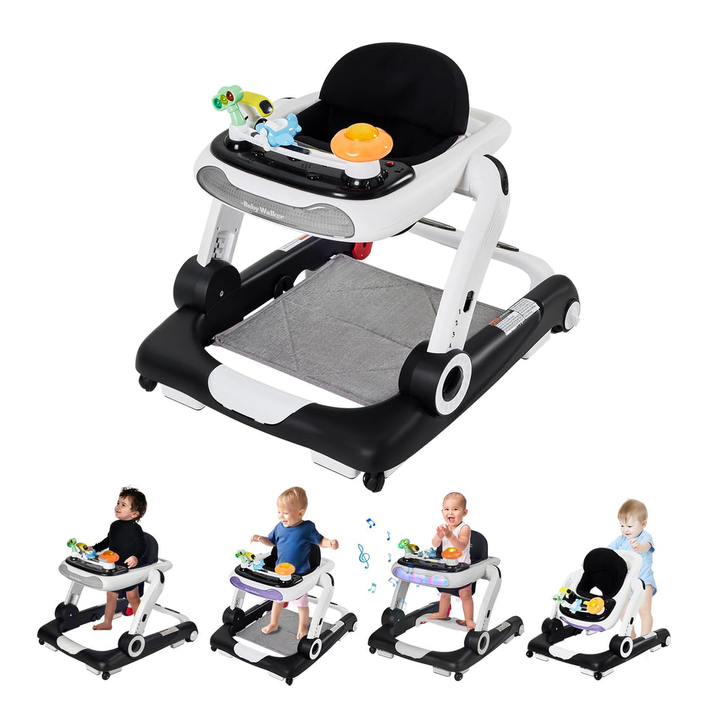 Foldable Adjustable Baby Walker with Wheels and Bouncer B117