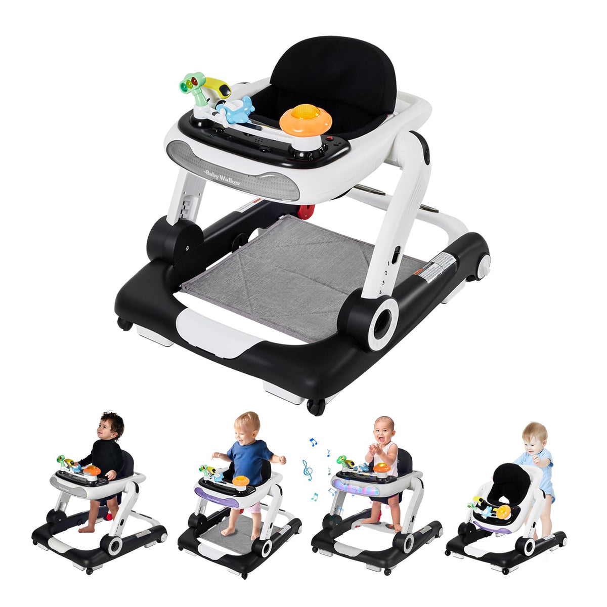 Foldable Adjustable Baby Walker with Wheels and Bouncer B117