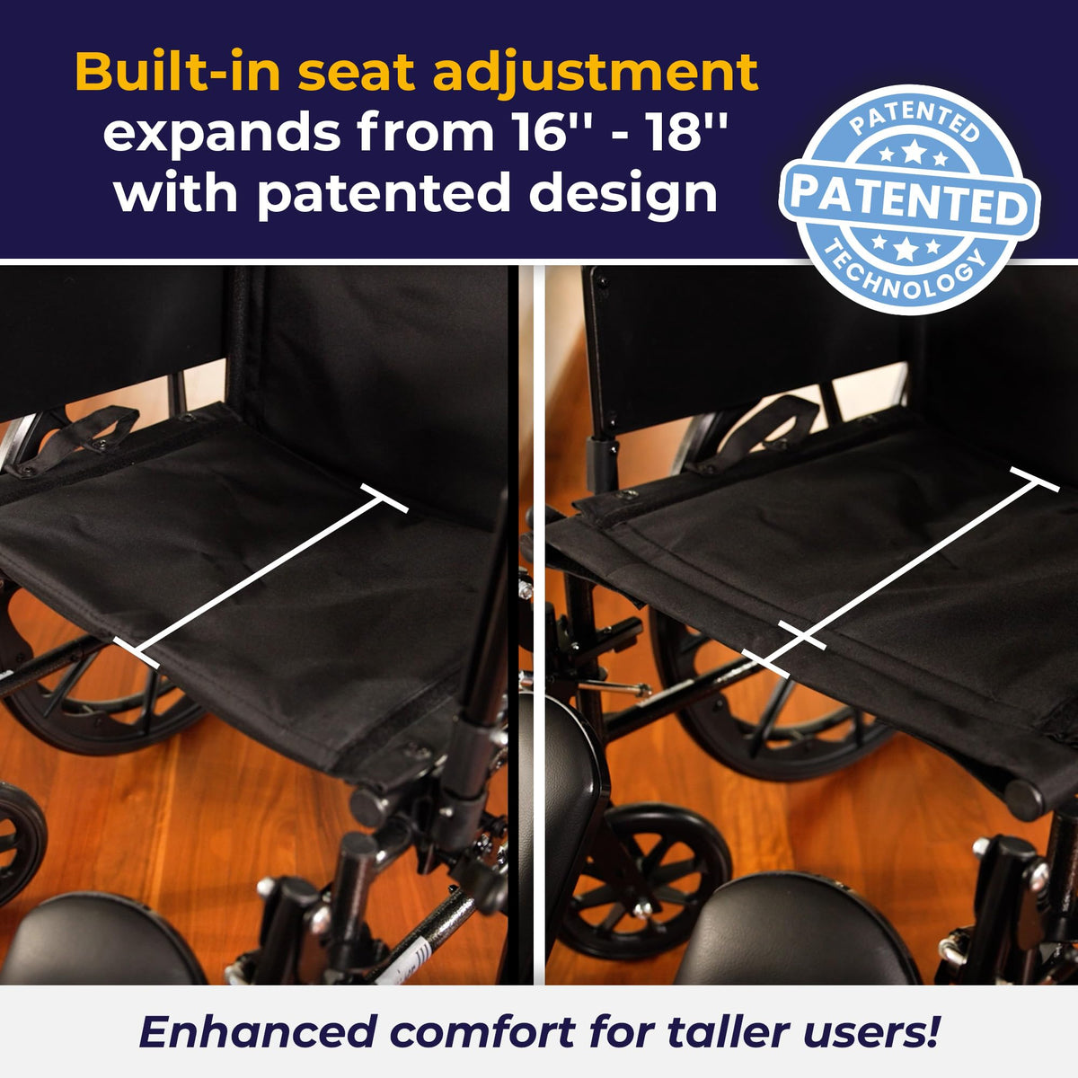 Lightweight Wheelchair Full Arms Black 18" K35488