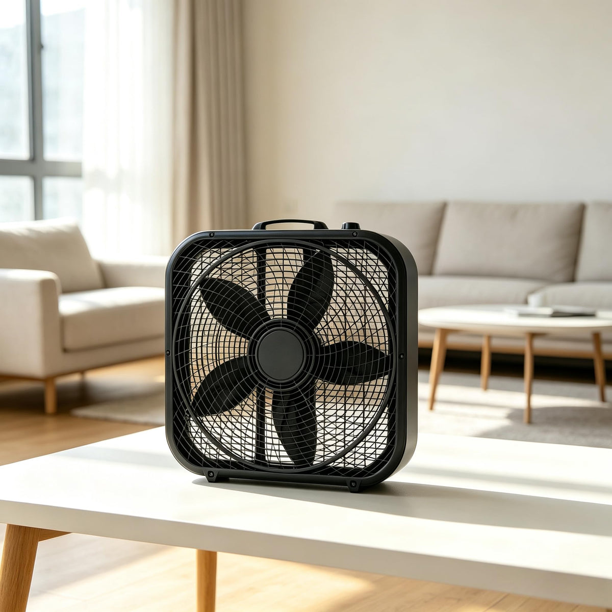 20 Inch Black 3-Speed Box Fan with Handle B180050