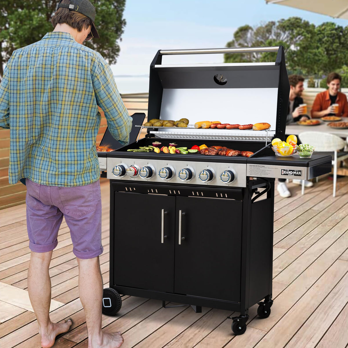 6-Burner Propane Gas Grill with Infrared Sear Side Burner U306