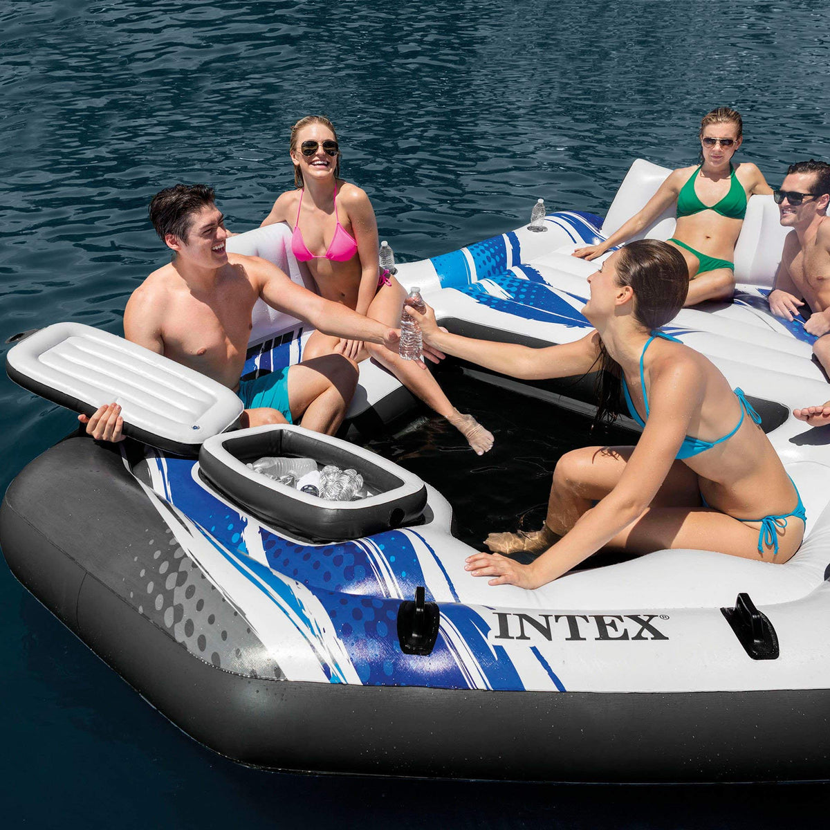Blue 5-Person Floating Pool with River Run D2717