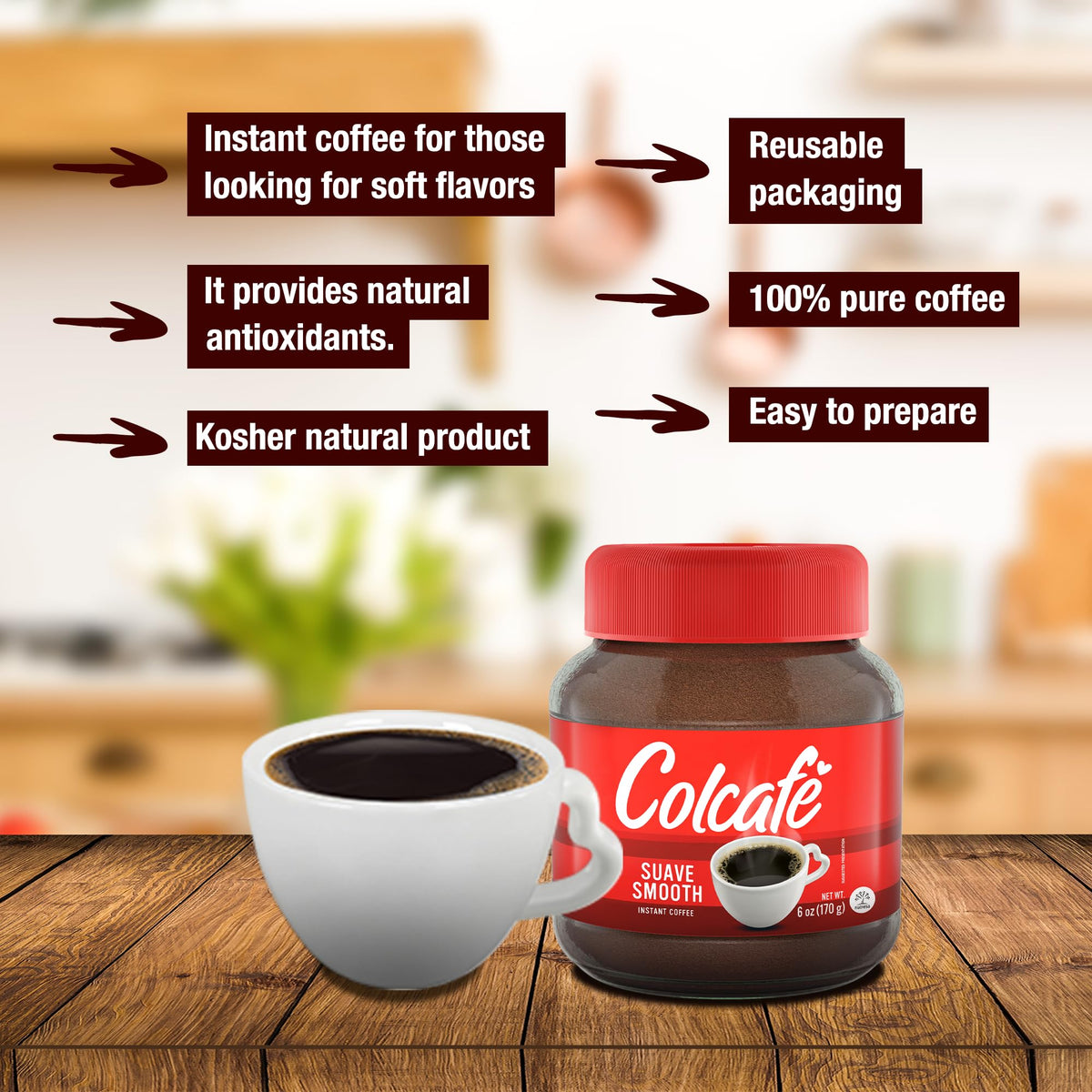 Instant Coffee 100% Colombian 6 Ounce (Pack of 4) N4507